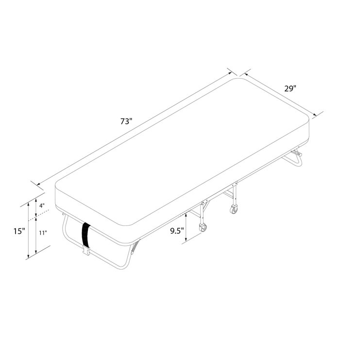 Alwyn Home Middlet Twin 15'' Steel Folding Bed with Mattress Included
